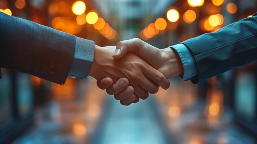Two individuals shaking hands, indicating a verbal agreement.