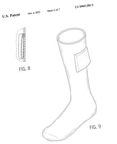 Patent diagram of sock with attached pocket