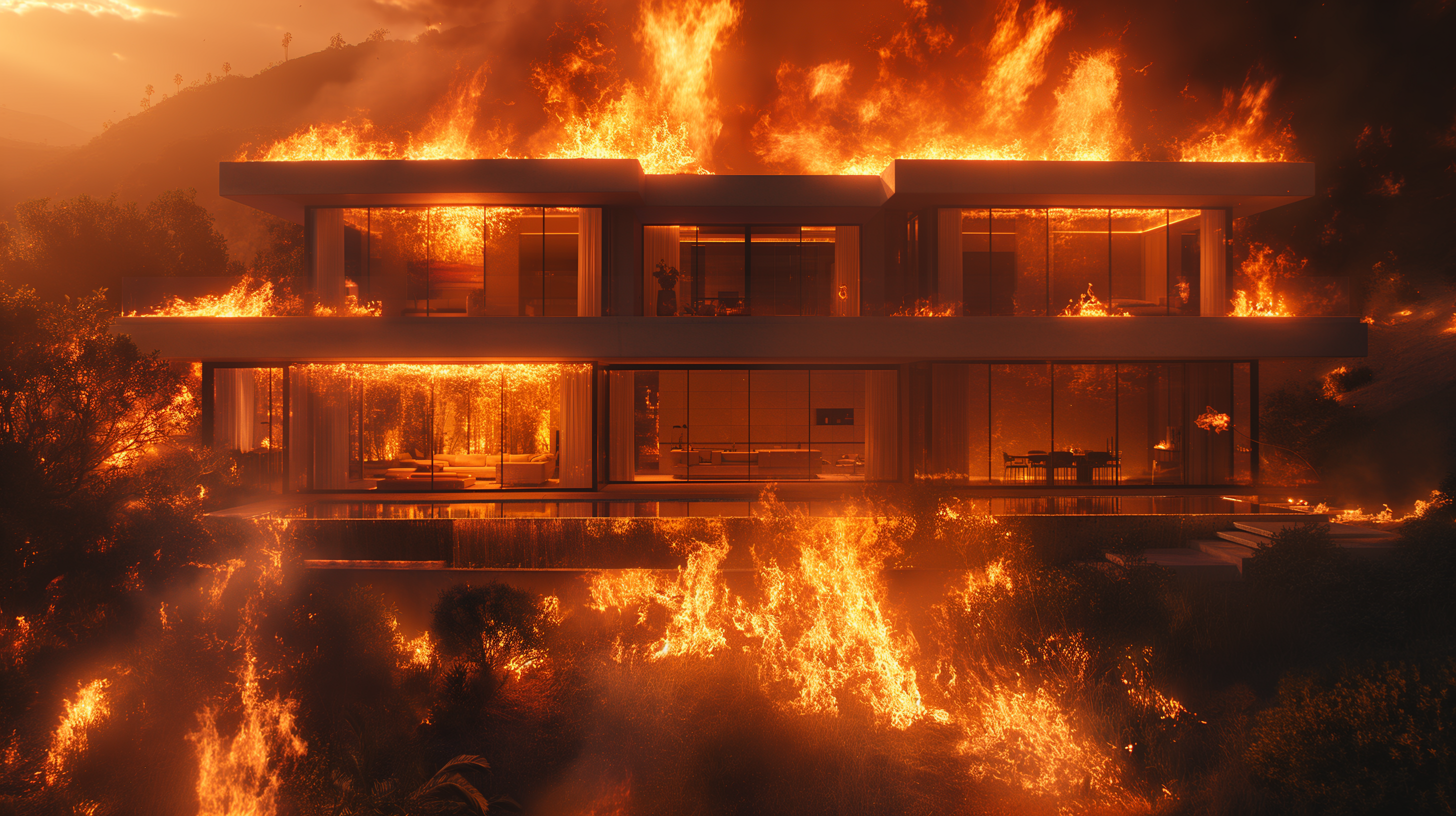 California Wildfire Threatens Luxury Home