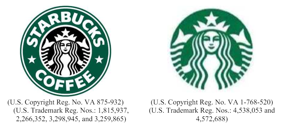 Starbucks logo evolution and trademark registration details