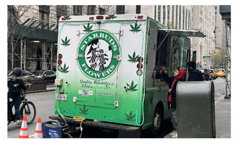 Starbuds cannabis food truck with logo prominently displayed