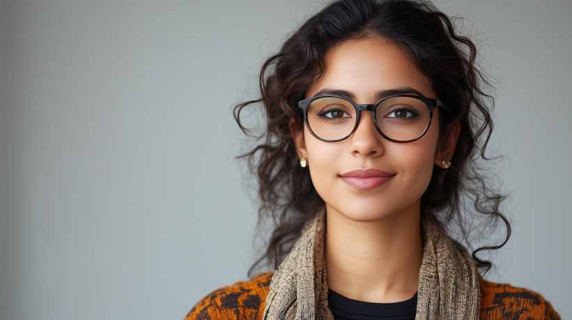 Smiling freelancer with glasses