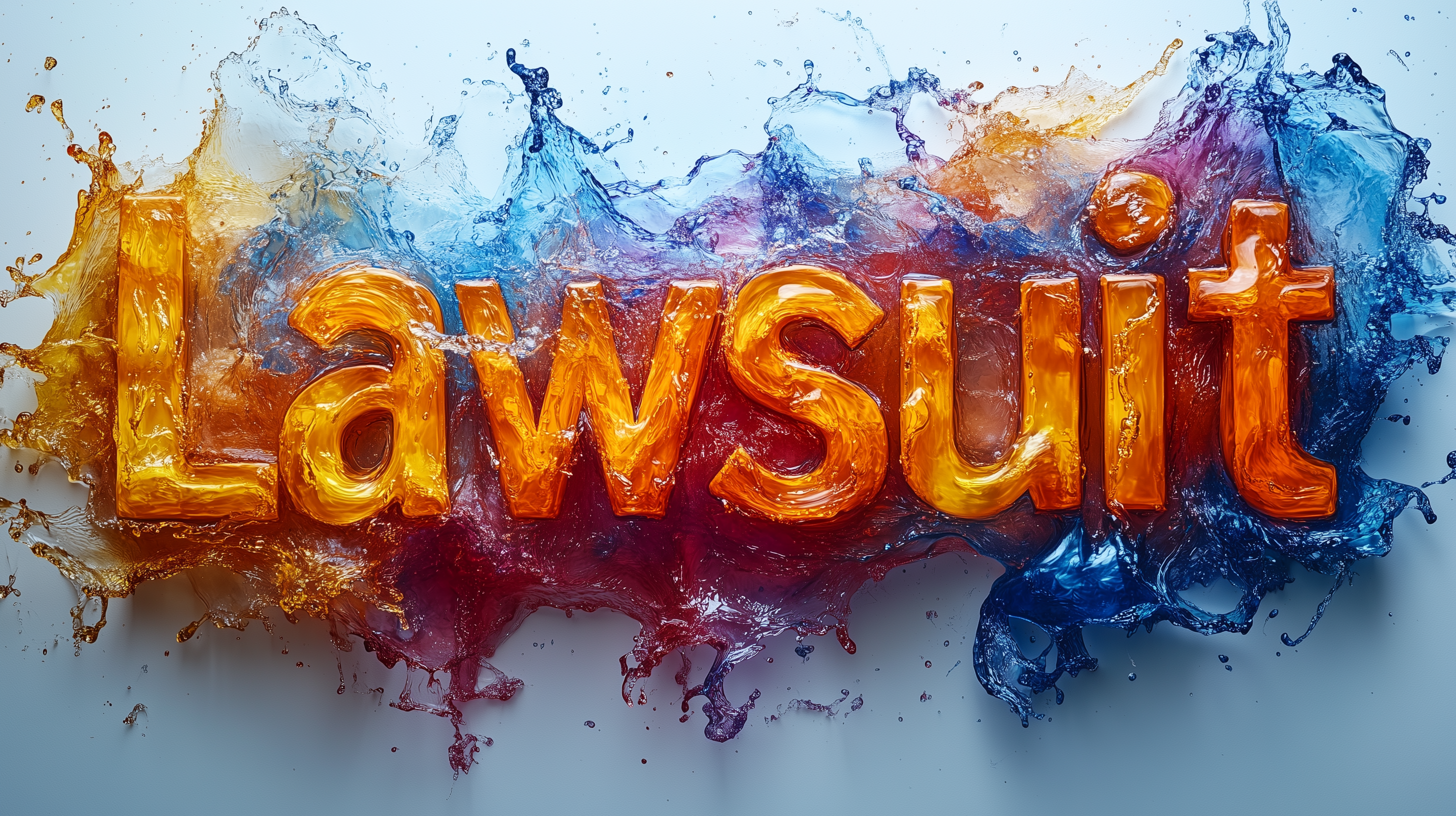 Lawsuit Typography in Vibrant Liquid Splash