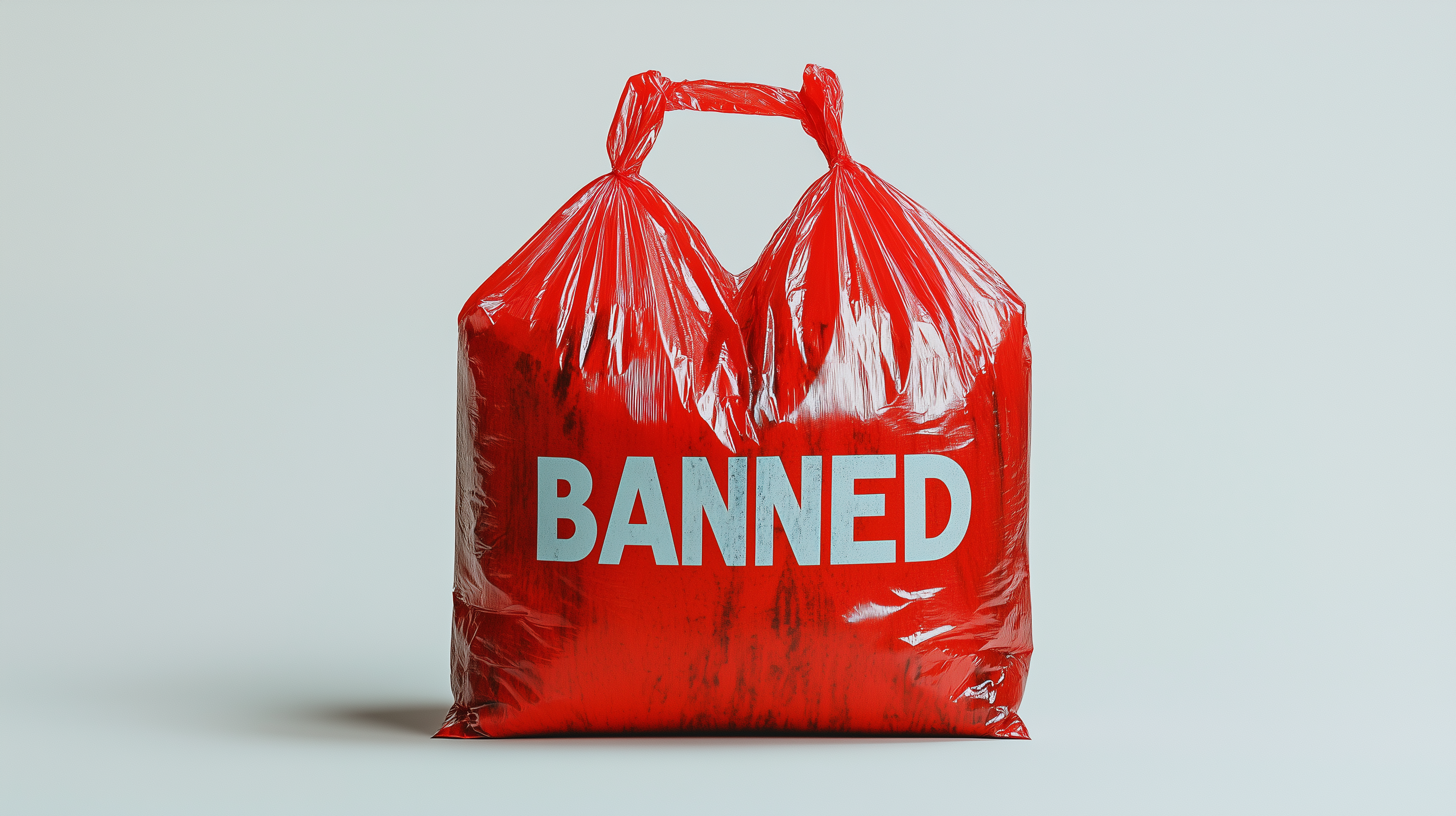 California Plastic Bag Ban SB 1053 - Red Banned Bag