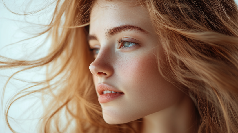 Woman preparing to apply dry shampoo to her hair