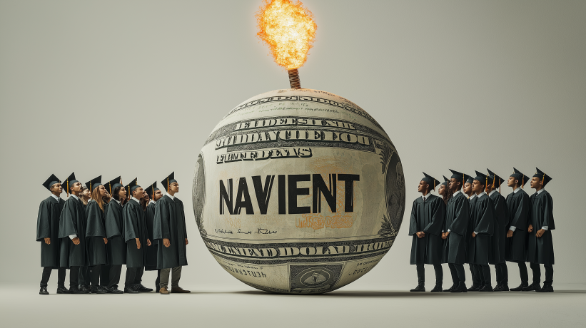 Navient bombshell with graduates around it