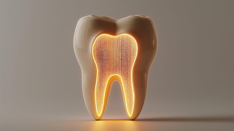 Illuminated tooth model with digital matrix inside