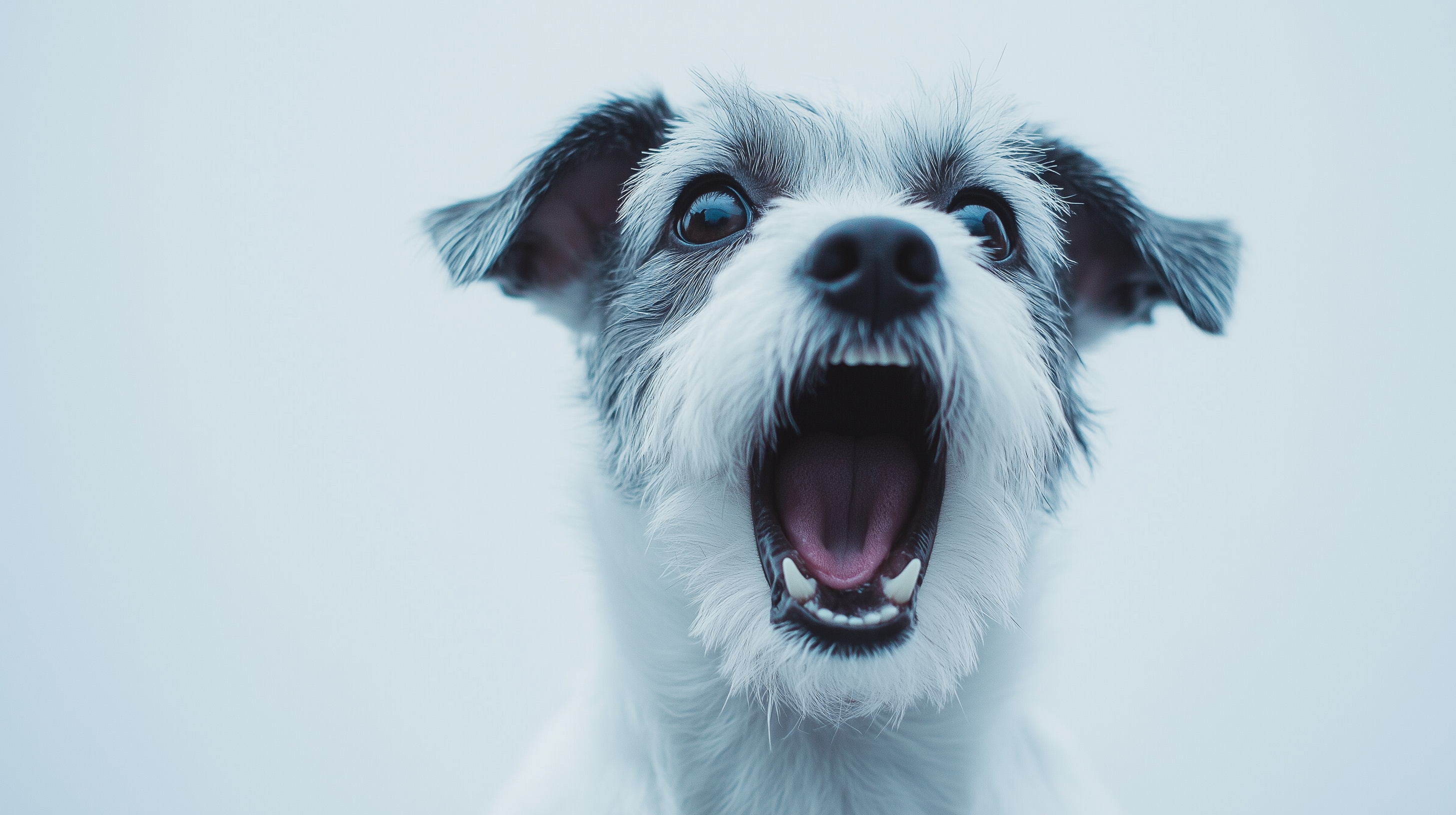 Aggressive dog barking and showing teeth