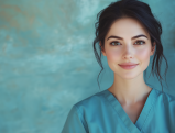 Friendly California dentist against blue backdrop